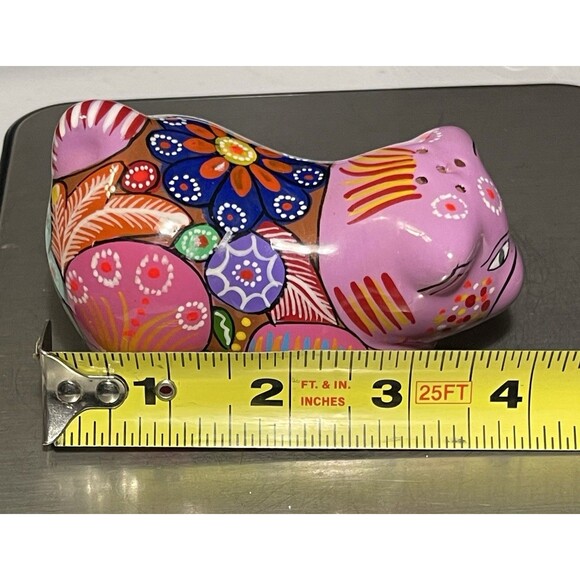 Mexican Talavera? Pig Saltshaker Pottery Colorful Painted Florals Signed DO RO - Picture 10 of 10